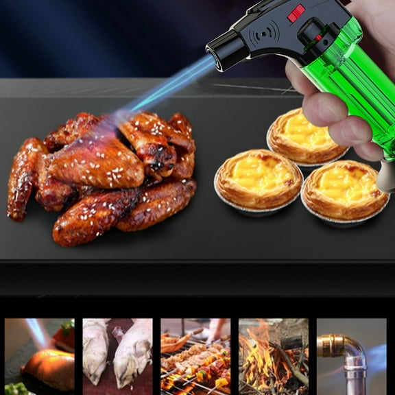 WKSCLPAI Refillable Butane Torch Lighter with Safe Lock, Windproof Kitchen Cooking Lighter - Super Strong Blue Flame, Multi-Purpose for Bbq, Camping, Candle, Stylish Gift - Red/Black/Blue/Yellow/Green