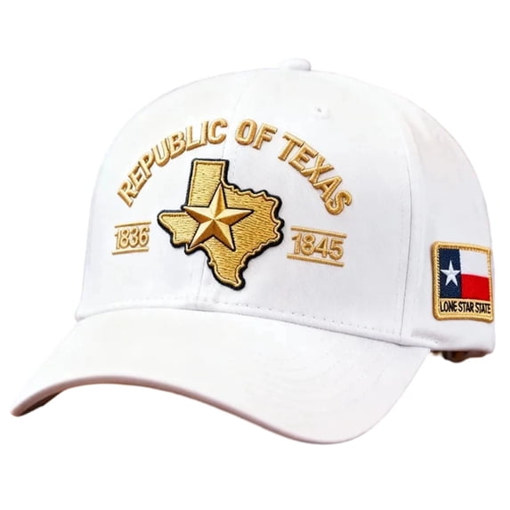 WKSCLPAI Republic of Texas Commemorative Hat, Vintage Baseball Cap Lone Star Design 1836-1845 Adjustable Dad Hat for Men Women, White B