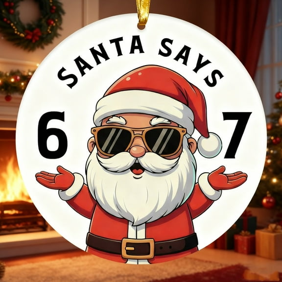 WKSCLPAI Santa Says Six Seven Christmas Ornament 2025, Funny 67 Meme Decorations, Funny Christmas Tree Hanging Ornaments 2025, Unique Xmas Gifts for Friends & Humor Lovers