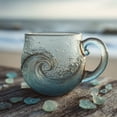 thumbnail image 1 of WKSCLPAI Sea Glass Wave Mug, Handblown Ocean Wave Glass Mug Cup with Handle, Novelty Textured Beach Theme with Blue Swirls Design for Tea, Wine, Cocktails, Unique Gift Drinkware for Beach Lovers, 1 of 5