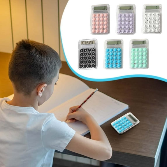 WKSCLPAI Slim Mini Calculator, Portable Basic Standard Calculators with Mint Candy Color Keys, Small Pocket Calculator with 8-Digit High Definition LCD Display for Student Office Home, Blue