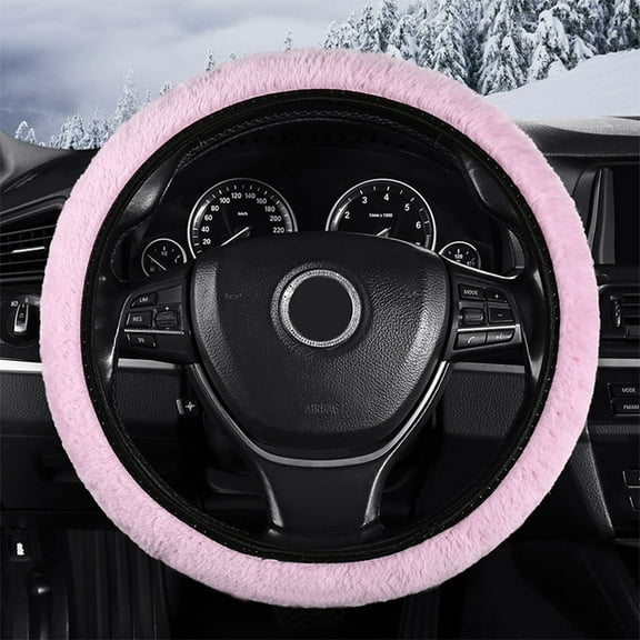 WKSCLPAI Soft Plush Steering Wheel Cover, Universal Fit 14-17 Inches, Warm Non-Slip Car Decoration - Breathable Mesh Fabric, Winter Use - Easy Install & Sweatproof - Choose From Multiple