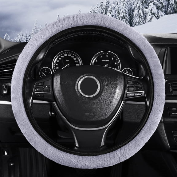 WKSCLPAI Soft Plush Steering Wheel Cover, Universal Fit 14-20 Inches, Warm Non-Slip Car Decoration - Breathable Mesh Fabric, Winter Use - Easy Install & Sweatproof - Choose From Multiple