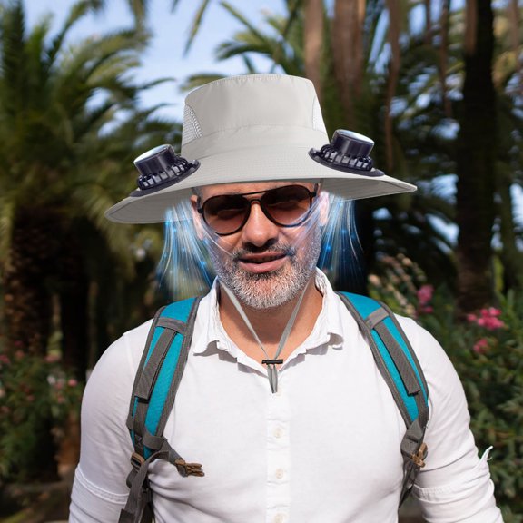 WKSCLPAI Solar Fan Hat Clearance,Men Women Wide Brim Sun Hats with 2 Solar Fan,Solar & USB Rechargeable Fishing Hat with Fan Built in,Summer Outdoor Essential