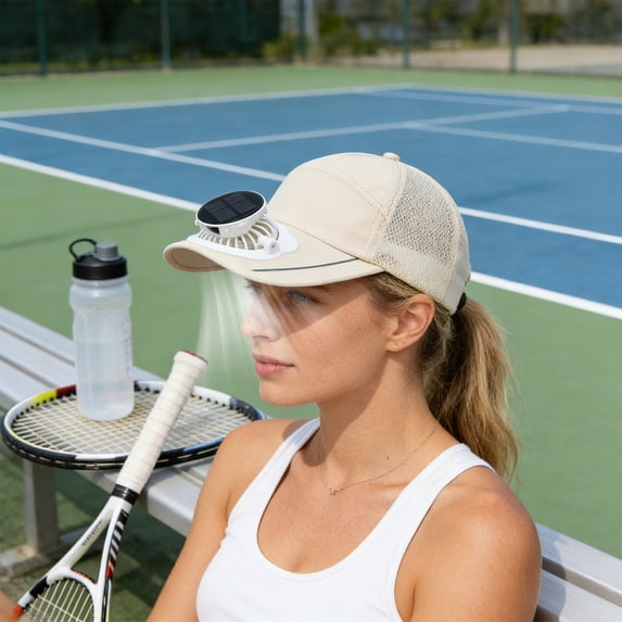 WKSCLPAI Solar Fan Sun Hat UPF 50+ USB Rechargeable Baseball Cap with 3-Speed Cooling Fan LED Display Mesh Cap for Men Women Outdoor