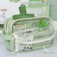 thumbnail image 1 of WKSCLPAI Three-layer Clear Pencil Bag, Extra Large Capacity Transparent Stationery Bags, Multifunctional Portable Markers Bag, Green, 1 of 6