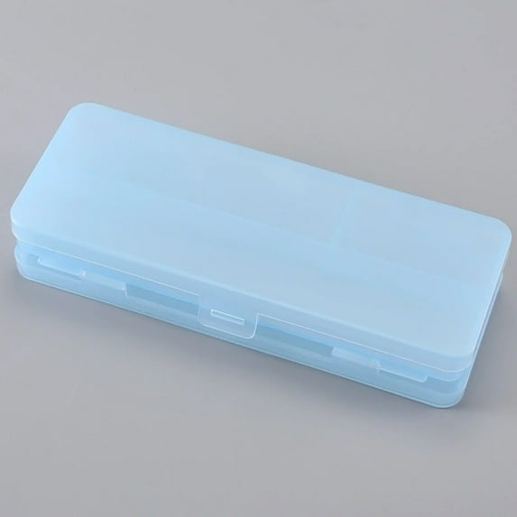 WKSCLPAI Translucent Frosted Pencil Box, High-quality PP Stationery Box with 3 Storage Compartments,Fashion Macaron Color Pencil Boxes for Office Supplies Organization, Blue