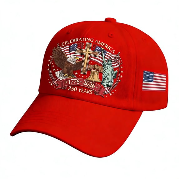 WKSCLPAI USA 250th Anniversary Hats, 1776-2026 Tribute Baseball Cap, Bald Eagle & Patriotic-themed Pattern Printing Adjustable Hat for Celebrating America 250th Birthday