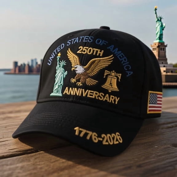 WKSCLPAI USA 250th Anniversary Military Baseball Cap, Adjustable Veterans Hat Patriotic Independence Day Bald Eagle Liberty Statue Printed Baseball Gift for Men Women Multi-Color
