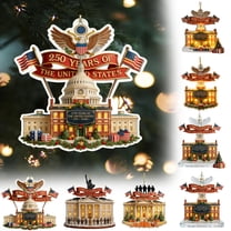 WKSCLPAI USA 250th Anniversary Ornament – Eagle & White House Patriotic Decor, Hanging Collectible Keepsake Gift for 2026 Anniversary