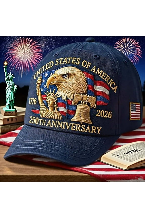 United States 250th Anniversary Hat, Adjustable Bald Eagle Liberty Statue Printed Patriotic Baseball Cap for Men Women, Patriotic Gifts Anniversary Hats, Multiple Styles Available