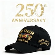 WKSCLPAI Veterans Memorial Cap, Honor Duty VIETNAM Veterans Commemorative Hat USA 250th Anniversary Baseball Cap, Adjustable, Black