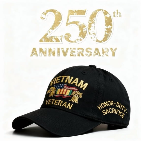 WKSCLPAI Veterans Memorial Cap, Honor·Duty VIETNAM Veterans Commemorative Hat USA 250th Anniversary Baseball Cap, Adjustable, Black