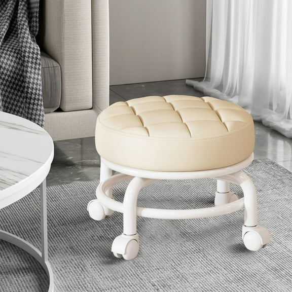 WKSCLPAI Wheeled Low Stool For Home,Short Stool With 360° Swivel Wheels,Cozy Lazy Man Shoe Stool