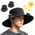thumbnail image 1 of WKSCLPAI Wide Brim Solar Fan Hat - Clearance Sale! Fishing Hat with 2 Built-in Solar Fans, 3-Speed Adjustable & USB Rechargeable, Dual Power Mode Sun Hat for Men Women Outdoor, 1 of 8