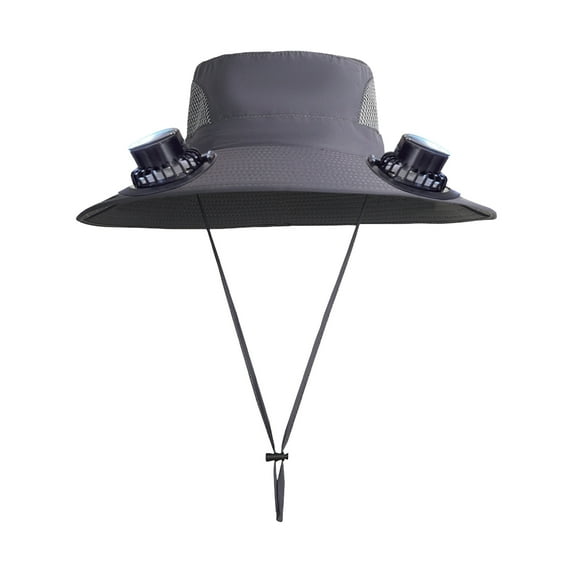 WKSCLPAI Wide Brim Solar Fan Hat - Clearance Sale! Fishing Hat with 2 Built-in Solar Fans, 3-Speed Adjustable & USB Rechargeable, Dual Power Mode Sun Hat for Men Women Outdoor