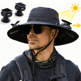 thumbnail image 1 of WKSCLPAI Wide Brim Solar Fan Hat,Fishing Hat with 2 Solar Fan Built in, 3 Speed Solar Powered Fan Hat,Outdoor Sun Hats for Men Women Hat,Usb & Solar Powerd Two Modes of Energy Supply, 1 of 6