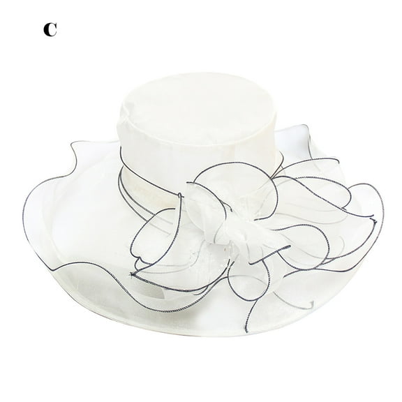 WKSCLPAI Women's Flower Net Yarn Sun Hat,Wedding Cocktail Tea Party Derby Hats,Beach Garden Sunscreen Sun Hat,Female Organza Top Hat,Various Colors Available