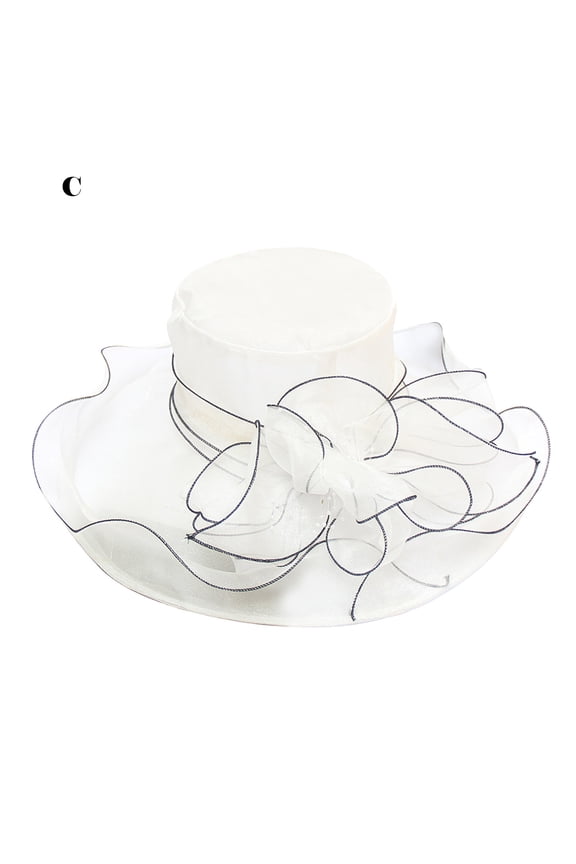 Women's Flower Net Yarn Sun Hat,Wedding Cocktail Tea Party Derby Hats,Beach Garden Sunscreen Sun Hat,Female Organza Top Hat,Various Colors Available