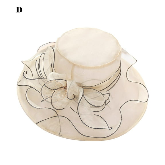 WKSCLPAI Women's Flower Net Yarn Sun Hat,Wedding Cocktail Tea Party Derby Hats,Beach Garden Sunscreen Sun Hat,Female Organza Top Hat,Various Colors Available