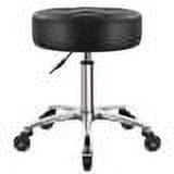 WKWKER Heavy Duty Rolling Stool with Wheels Hydraulic Swivel Adjustable Rolling Stool Ergonomic Thick Leather Round Seat Stool Chair for Kitchen Drafting Lab Office Salon Message Stool (Black)