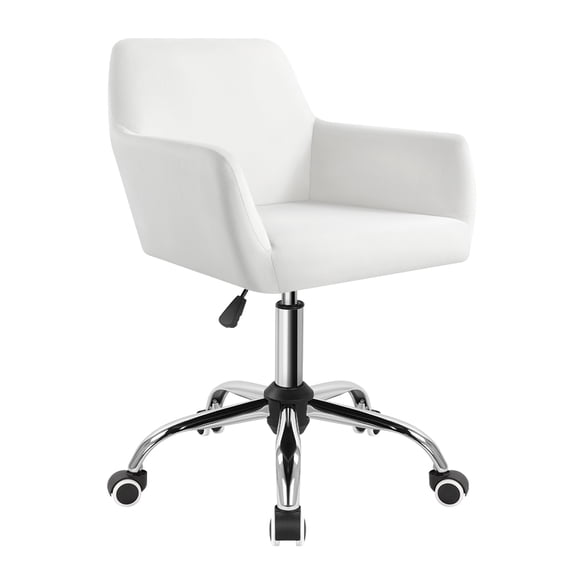 WKWKER Modern Velvet Desk Chair Home Comfy Makeup Office Chair with Wheels Adjustable Swivel Armchair with Backrest for Counter Living Room Computer Vanity Bedroom Salon Studio Shop Lab (Off White)