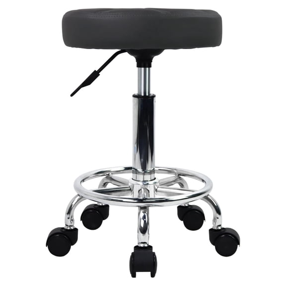 WKWKER PU Leather Round Rolling Stool Swivel Height Adjustment Home Office Drafting Lab Kitchen Massage with wheels Office Chair (black)