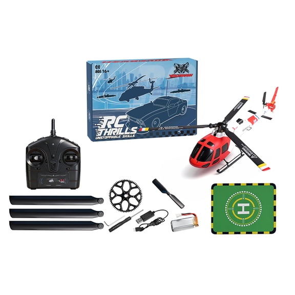 WL AS350 2.4G 4CH Flybarless RC Helicopter RTF, 3-Blade Scale Model with Optical Flow Positioning, Barometric Altitude Hold, Brushless Motor & One-Key Takeoff/Landing