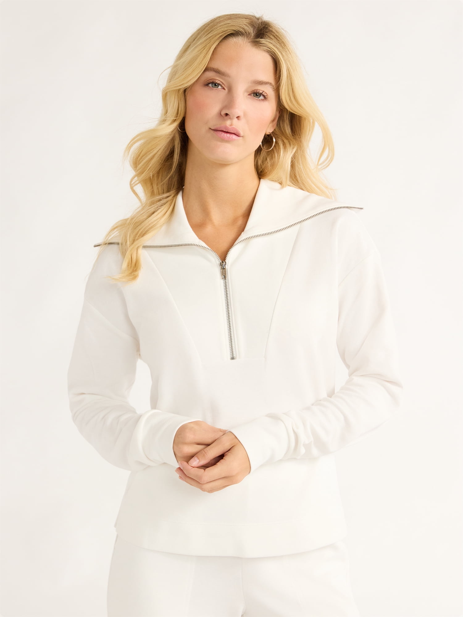 Free Assembly Women's and Women's Plus Half Zip Pullover Sweatshirt, Sizes XS-4X