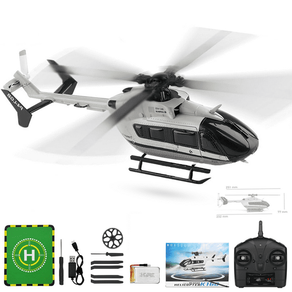 WL K160 EC-145 RC Helicopter, 2.4GHz 4CH Brushless Remote Control Helicopter 6-Axis Gyro, RTF RC Aircraft with Altitude Hold & One-Key Takeoff for Adults Beginners