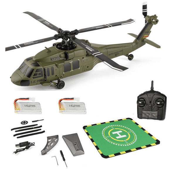 WL K170 Black-Hawk UH-60L 170 Size 2.4G 4CH Flybarless RC Helicopter with Adjustable Left and right Hand Throttle (RTF Version)+ Battery