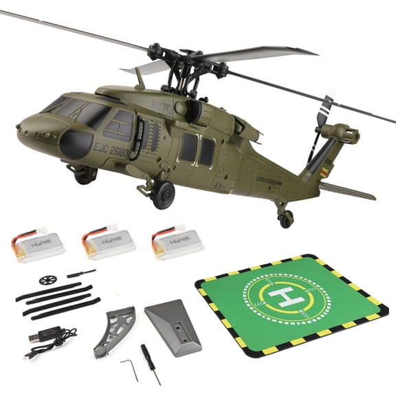 WL K170 Black Hawkk Helicopter For Adults,  Remote Control Military  UH-60L Helicopter With 6-Axis Gyro 2.4G 4CH Flybarless RC Helicopter, Outdoor Hobby RC Toy