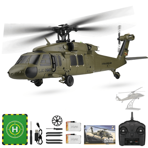 WL K170 RC Helicopter, 1:28 Scale BK Hawk UH-60L 4CH Flybarless Remote Control Helicopter Model with Brushless Motor & Altitude Hold , for Adults & Beginners