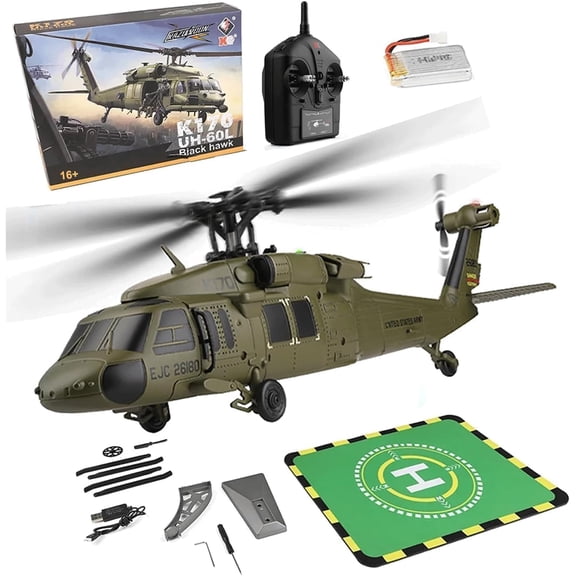 WL K170 RC Helicopter for Adults, UH-60L 170 2.4G 4CH Brushless Motor Flybarless RC Helicopter, Outdoor Hobby RC Toy Model, Throttle Adjustable (RTF Version)
