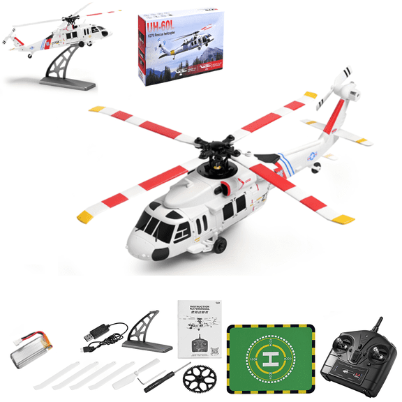 WL K270 UH-60L 170-Class 4-Rotor Flybarless Realistic Helicopter Model, 2.4G 4CH Mini Aircraft with Barometric Altitude & L/R Hand Throttle Adjustment (Optical Flow RTF Version)