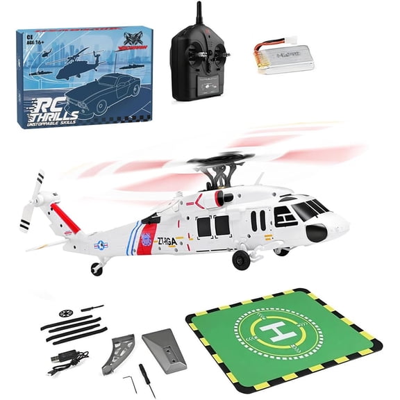 WL K270 UH-60L BlackHawkk RC Helicopter with One-Key Takeoff/Landing & L/R Dual Throttle, 2.4G 4CH 6-Axis Gyro 170-Class 4-Rotor Flybarless RC Helicopter with Barometric Altitude Hold & Optical Flow