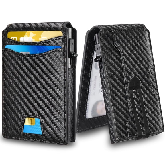 WL-Men's Bi-Fold Anti-Theft Swiping Carbon Fiber Card Holder Wallet Purse