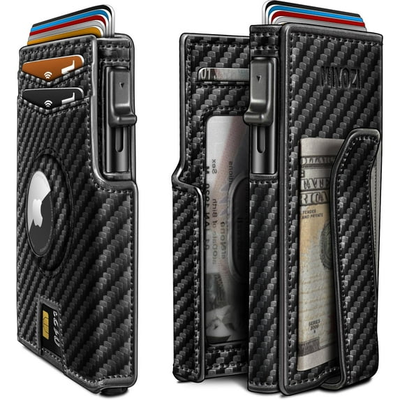 WL-Men's Magnetic Flip Airtag Leather Rfid Anti-Theft Leather Card Holder Wallet Purse