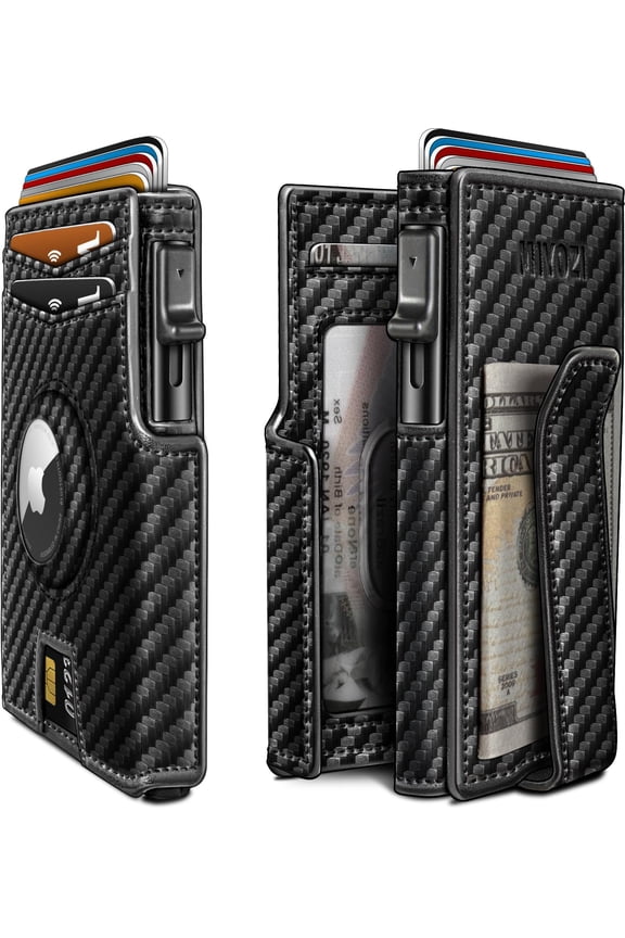 WL-Men's Magnetic Flip Airtag Leather Rfid Anti-Theft Leather Card Holder Wallet Purse