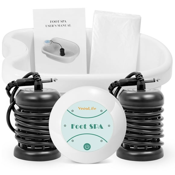 WL VnioLife Ionic Foot Bath Detox Machine with Bag, Portable Detox Foot Spa System, Ion Cleanse Detox Set for Home Beauty Salon Spa Use with Replacement Arrays, 100 Liners