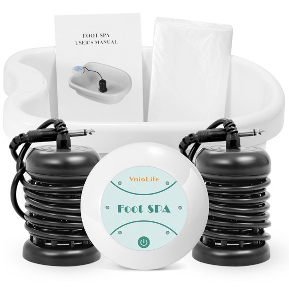 WL VnioLife Ionic Foot Bath Detox Machine with Bag, Portable Detox Foot Spa System, Ion Cleanse Detox Set for Home Beauty Salon Spa Use with Replacement Arrays, 100 Liners