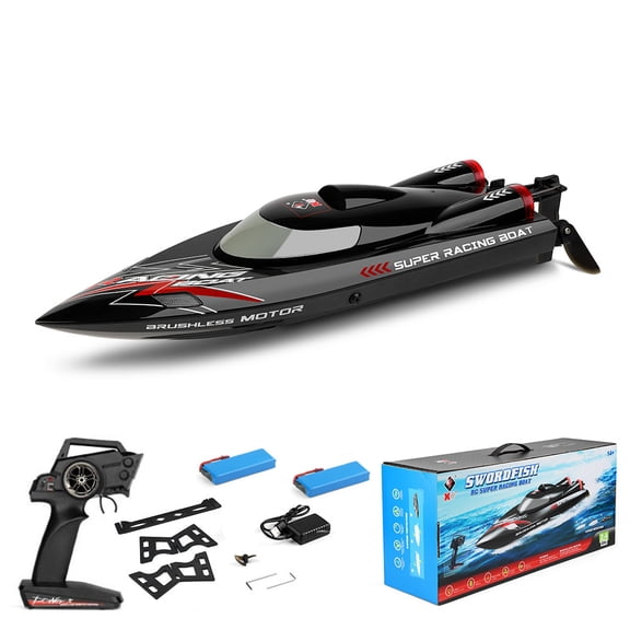 WL916 Brushless RC Boat, 55km/h High Speed Remote Control Racing Boat with 2.4GHz Radio System, Self-Righting Function, Water Cooling System and Wit 2 11.1V 3S Rechargeable Batteries for Adults Boy