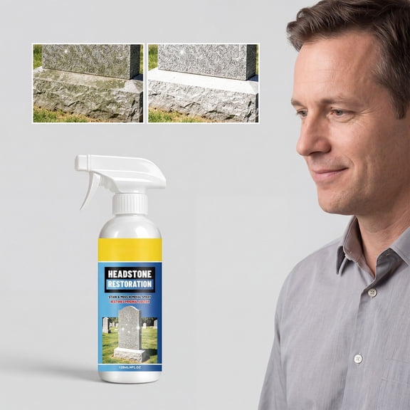 WLAGOOD 120ml Headstone Cleaner,Multi-purpose Stain and Moss Remover,Gentle Non-corrosive Liquid for All Memorial Stone Surfaces