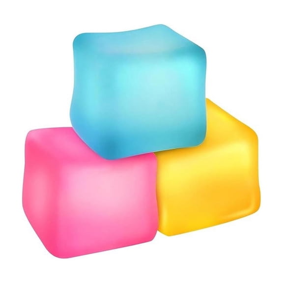 WLAGOOD 3Pcs Gel Filled Silent Fidget Cubes Washable Soft Stress Relief Sensory Toys Portable Handheld Relax Blocks for All Ages Daily Use