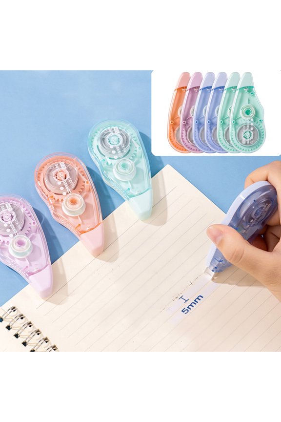 6 Pack Instant Dry Correction Tape Set,236ft Total Length Ergonomic Translucent Dispenser No Dry Time Gel Ball Pen Compatible for Office Daily Writing Error Fixing
