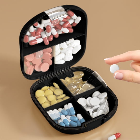 WLAGOOD 7 Compartment Pill Organizer,Vitamin Travel Case Portable Daily Pill Box with Moisture Proof Seal,Extra Large Medication Container for Supplements,4.7 x 3.9 x 1.9 Inch