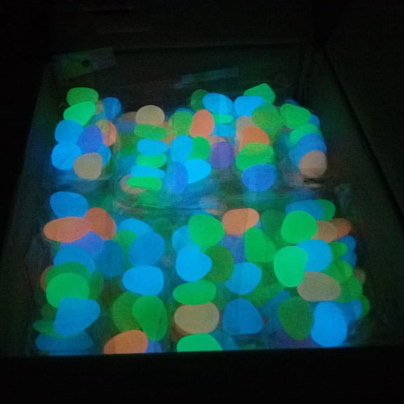 WLAGOOD 75 Pieces Solar Powered Glow in The Dark Stones,Weather Resistant Luminous Decorative Pebbles Long Lasting Self-lighting Rocks for Garden Plant Landscape Ornament