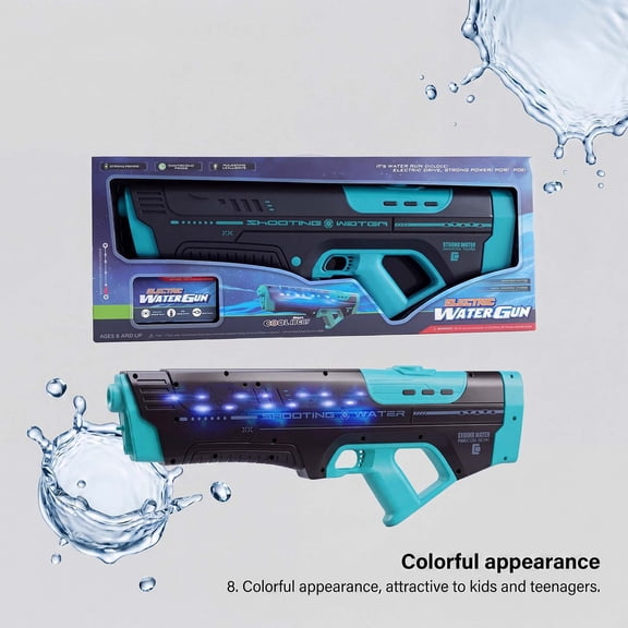 WLAGOOD Automatic LED Water Gun Toy,Leak-Proof Ergonomic Handle Fully Automatic Water Blaster for Pool Beach Backyard Party,Suitable for Over 6 and Adults