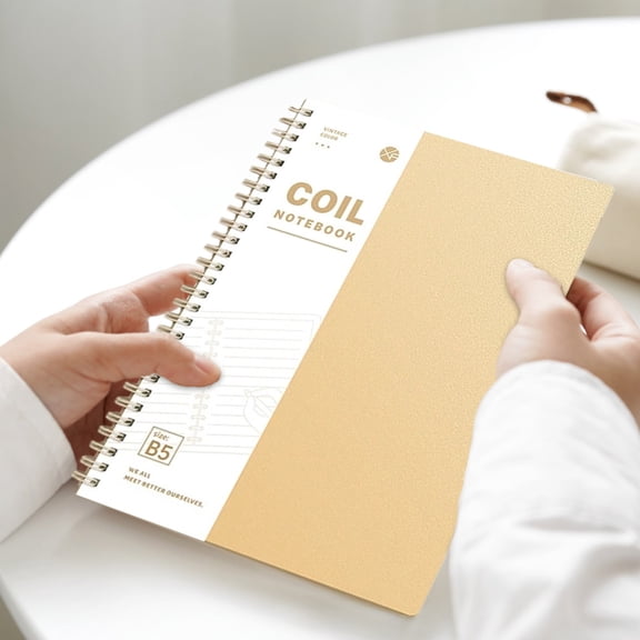 WLAGOOD B5 Flip Coil Grid Notebook,Black Plastic Cover 120-Page Notepad with Date Mark for Office Notes & Daily Sketch Arrangement