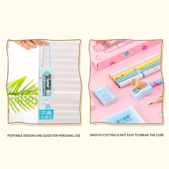 WLAGOOD Cute Stationery Kit 8-Piece Complete Read Supplies Set with Pencils Ruler Sharpener Eraser Lightweight Odorless Stationery for Daily Homework Drawing Classroom Learning